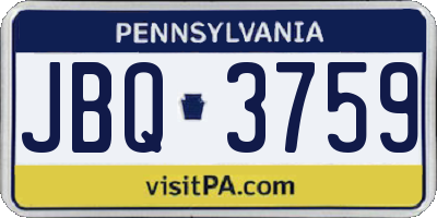 PA license plate JBQ3759