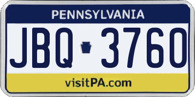 PA license plate JBQ3760