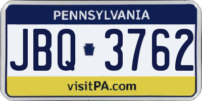 PA license plate JBQ3762