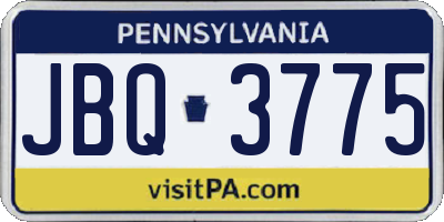 PA license plate JBQ3775