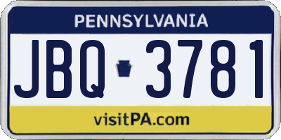 PA license plate JBQ3781