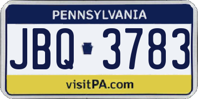 PA license plate JBQ3783