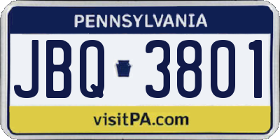 PA license plate JBQ3801