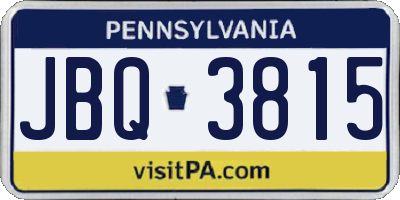 PA license plate JBQ3815