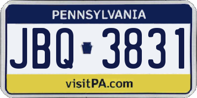 PA license plate JBQ3831