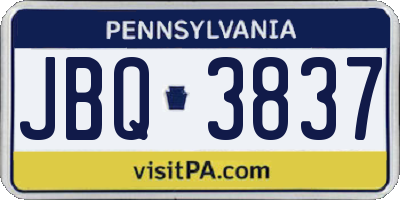 PA license plate JBQ3837
