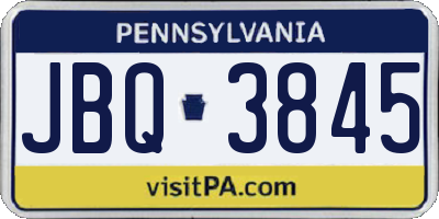 PA license plate JBQ3845