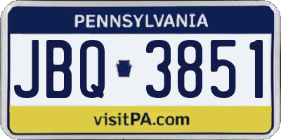 PA license plate JBQ3851