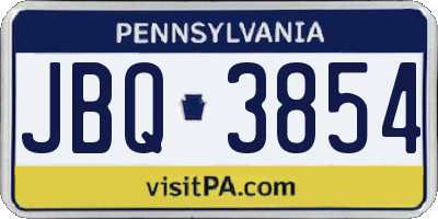 PA license plate JBQ3854