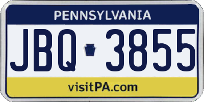PA license plate JBQ3855