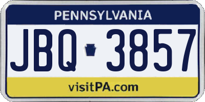 PA license plate JBQ3857
