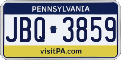 PA license plate JBQ3859