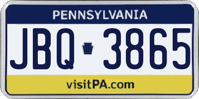 PA license plate JBQ3865