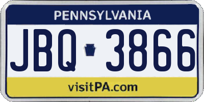 PA license plate JBQ3866