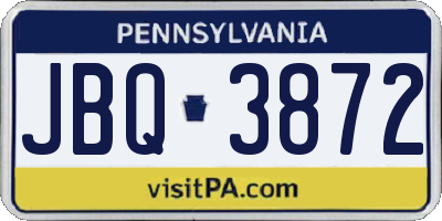 PA license plate JBQ3872