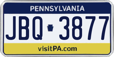 PA license plate JBQ3877