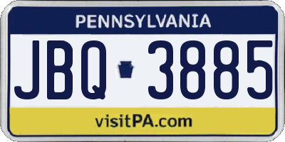 PA license plate JBQ3885