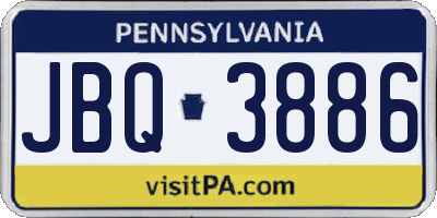 PA license plate JBQ3886