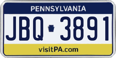 PA license plate JBQ3891