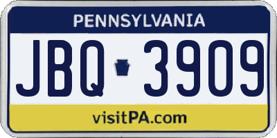 PA license plate JBQ3909