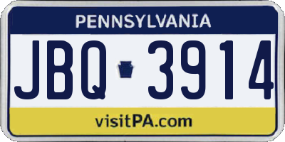 PA license plate JBQ3914