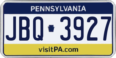 PA license plate JBQ3927