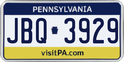 PA license plate JBQ3929