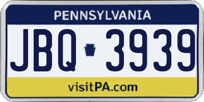 PA license plate JBQ3939