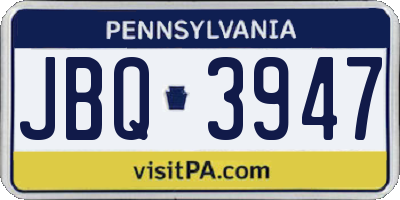 PA license plate JBQ3947