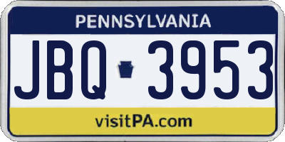 PA license plate JBQ3953