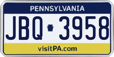 PA license plate JBQ3958
