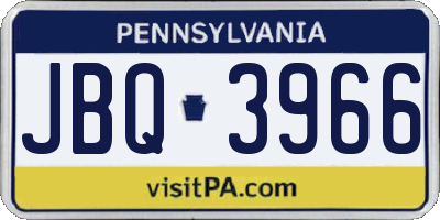 PA license plate JBQ3966