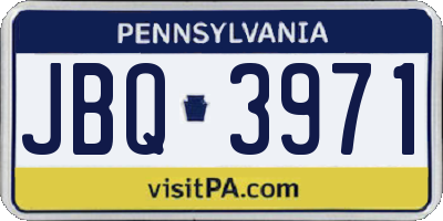 PA license plate JBQ3971