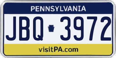 PA license plate JBQ3972