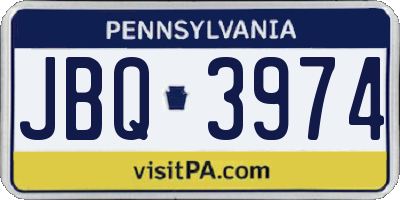 PA license plate JBQ3974