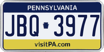 PA license plate JBQ3977