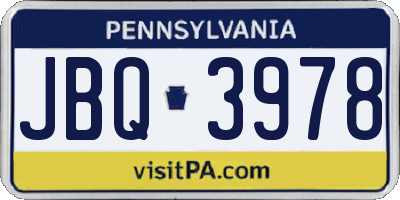 PA license plate JBQ3978
