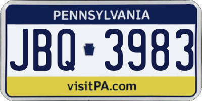 PA license plate JBQ3983