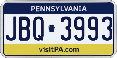 PA license plate JBQ3993