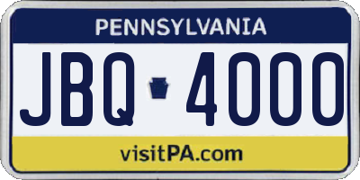 PA license plate JBQ4000