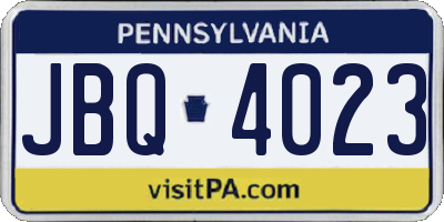 PA license plate JBQ4023