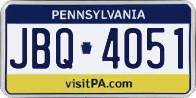 PA license plate JBQ4051