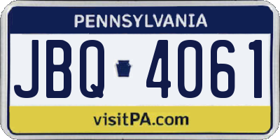PA license plate JBQ4061