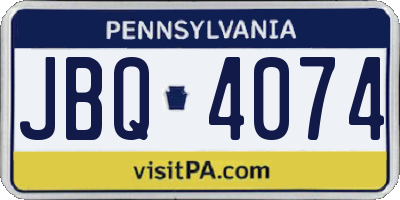 PA license plate JBQ4074