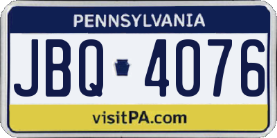 PA license plate JBQ4076