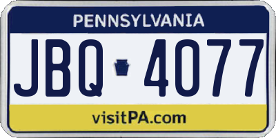 PA license plate JBQ4077