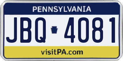 PA license plate JBQ4081