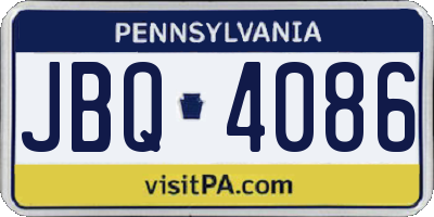 PA license plate JBQ4086