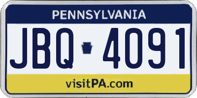 PA license plate JBQ4091