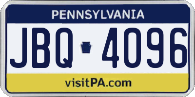PA license plate JBQ4096